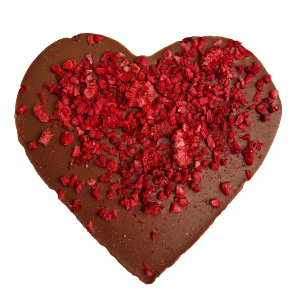 Duze serce czekolada z malinami mleczna na walentynki - Kosz prezentowy na Walentynki
